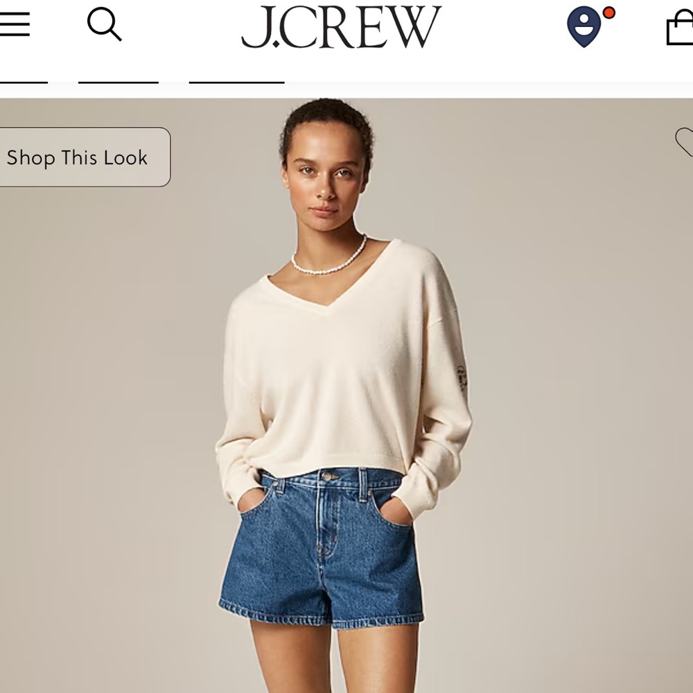 J. Crew Cashmere Relaxed Cropped V neck sweater